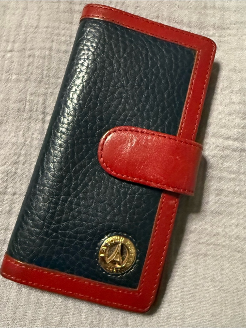 Navy and Red Leather Women's Wallet